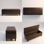 Banc de rangement ottoman rembourré en similicuir Pamela GDFStudio