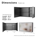 Armoire de toilette murale Zeus & Ruta 39.3x23.6 avec miroir, éclairage blanc uni et anti-buée, étagères de rangement
