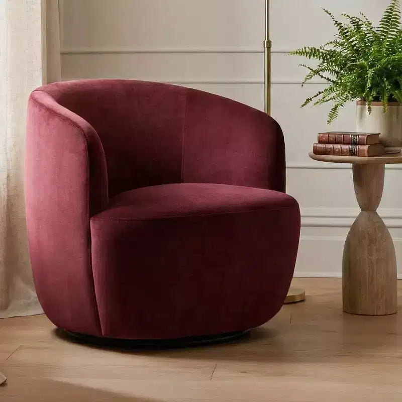 Fauteuil d'appoint pivotant moderne en velours, Fauteuil barillet rembourré avec rotation à 360°, Fauteuil de salon pour le séjour et le coin lecture - Panipeachy