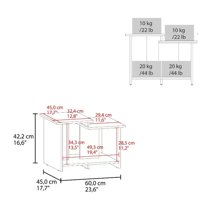 Jolis petits jouets de la marque FM FURNITURE Table basse Naco avec rangement ouvert, finition mélaminée