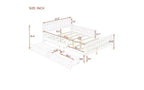 Lit plateforme entièrement en bois avec barrières de sécurité et 2 tiroirs de rangement, gris