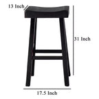 Royal Hampton – Lot de 2 tabourets de bar, assise en selle, bois massif noir style ferme