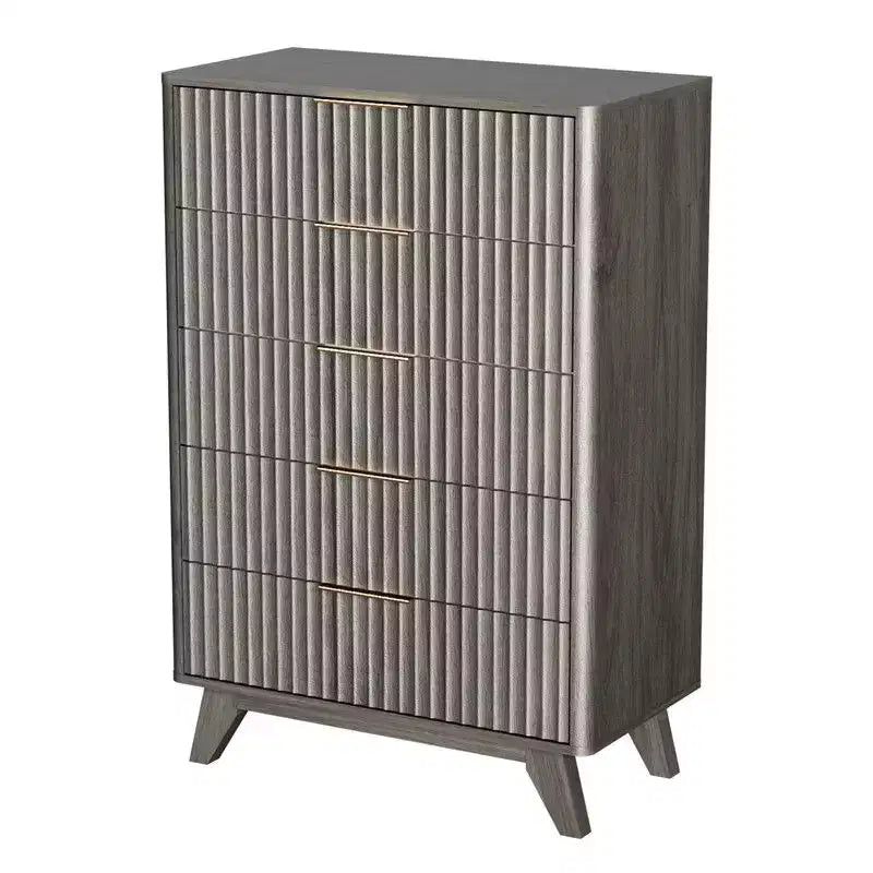 Karl Home Commode 5 Tiroirs Grille Panneaux de Particules P2 Panneaux de Fibres 30 po L.