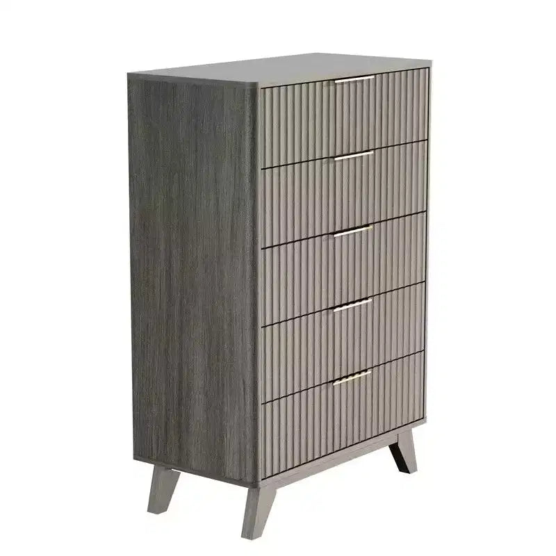 Karl Home Commode 5 Tiroirs Grille Panneaux de Particules P2 Panneaux de Fibres 30 po L.