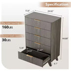Karl Home Commode 5 Tiroirs Grille Panneaux de Particules P2 Panneaux de Fibres 30 po L.