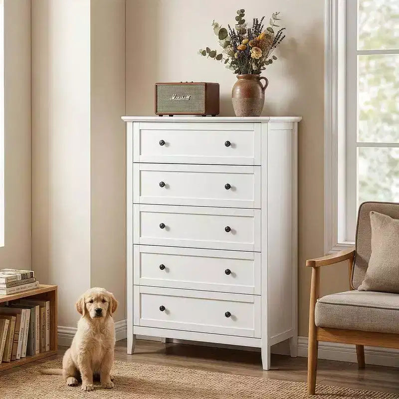 Karl Home 31.5 Inch Frame Construction Double Handle 5 Drawer Chest
