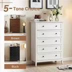 Commode 5 tiroirs Karl Home à double poignée et à construction de cadre de 31,5 pouces