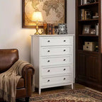 Commode 5 tiroirs Karl Home à double poignée et à construction de cadre de 31,5 pouces