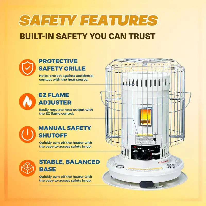 Sengoku CV 23K KeroHeat Chauffage d'appoint à convection au kérosène, efficace, portable, pour intérieur et extérieur, avec arrêt automatique de sécurité, 23 500 BTU, blanc