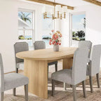 Lot de 2 chaises de salle à manger rembourrées avec pieds en bois, chaise d'appoint en tissu rembourrée à dossier haut avec garniture cloutée pour cuisine, salle à manger et restaurant