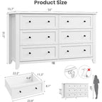 GustoWave Moderne Commode Large de 137 cm à 6 Tiroirs pour Chambre, Entrée, Couloir, Blanc