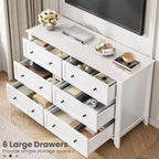 GustoWave Moderne Commode Large de 137 cm à 6 Tiroirs pour Chambre, Entrée, Couloir, Blanc
