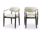 Meridian Furniture Riccio Cream Performance Fabric Upholstered Dining Arm Chair, Set of 2