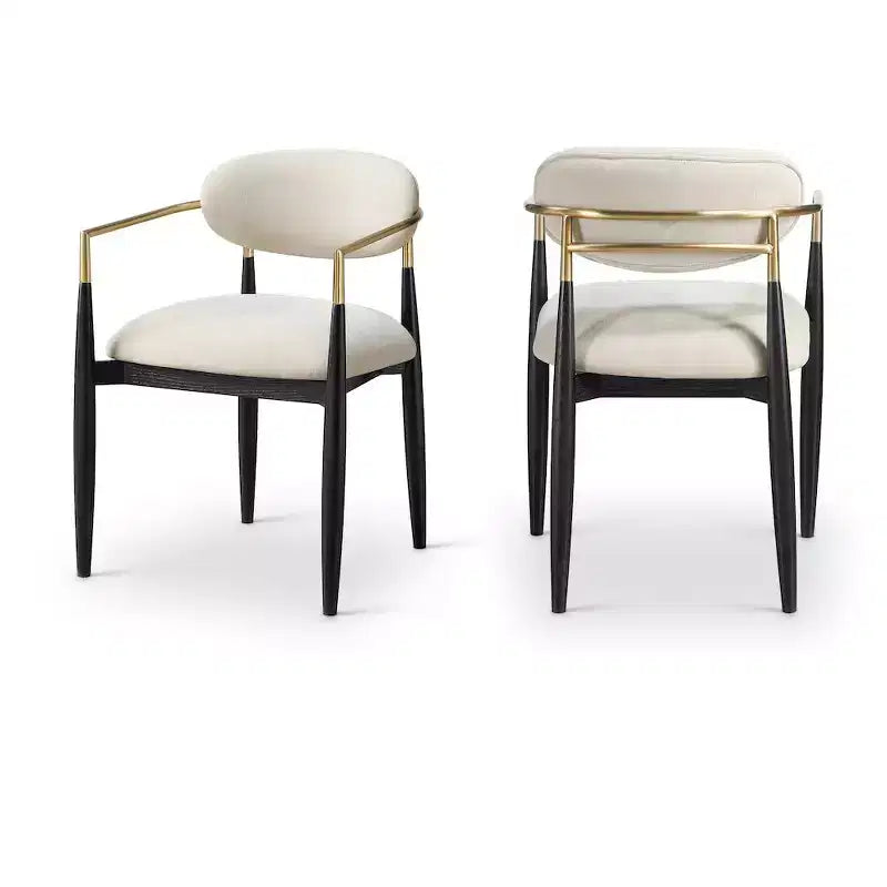 Meridian Furniture Riccio Cream Performance Fabric Upholstered Dining Arm Chair, Set of 2