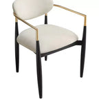 Chaise de salle à manger capitonnée en tissu performant crème Riccio de Meridian Furniture avec accoudoirs, lot de 2