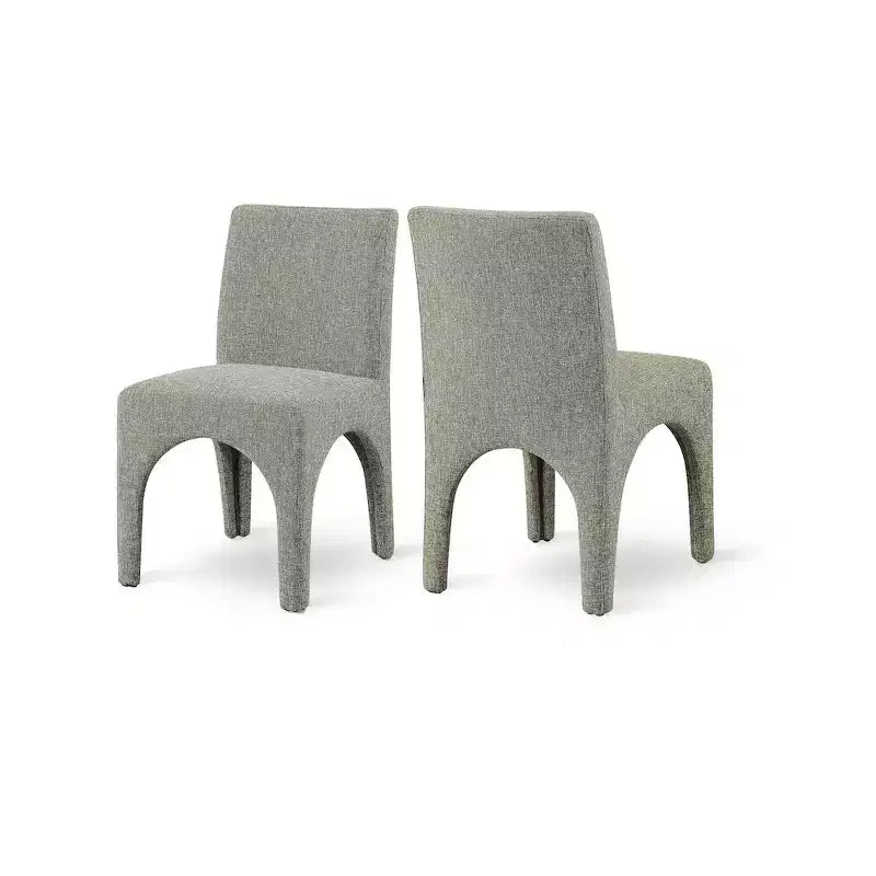 Meridian Furniture Gramercy Green Linen Textured Fabric Dining Chair, Set of 2