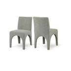 Meridian Furniture Gramercy Green Linen Textured Fabric Dining Chair, Set of 2