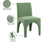 Meridian Furniture Gramercy – Chaises de salle à manger en tissu texturé lin vert, lot de 2