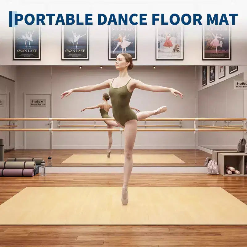 Tapis de danse portable en PVC de 4'x6', tapis de danse antidérapant de 5 mm d'épaisseur résistant aux rayures pour le ballet, le jazz, les claquettes, le yoga, le Pilates et l'exercice à domicile