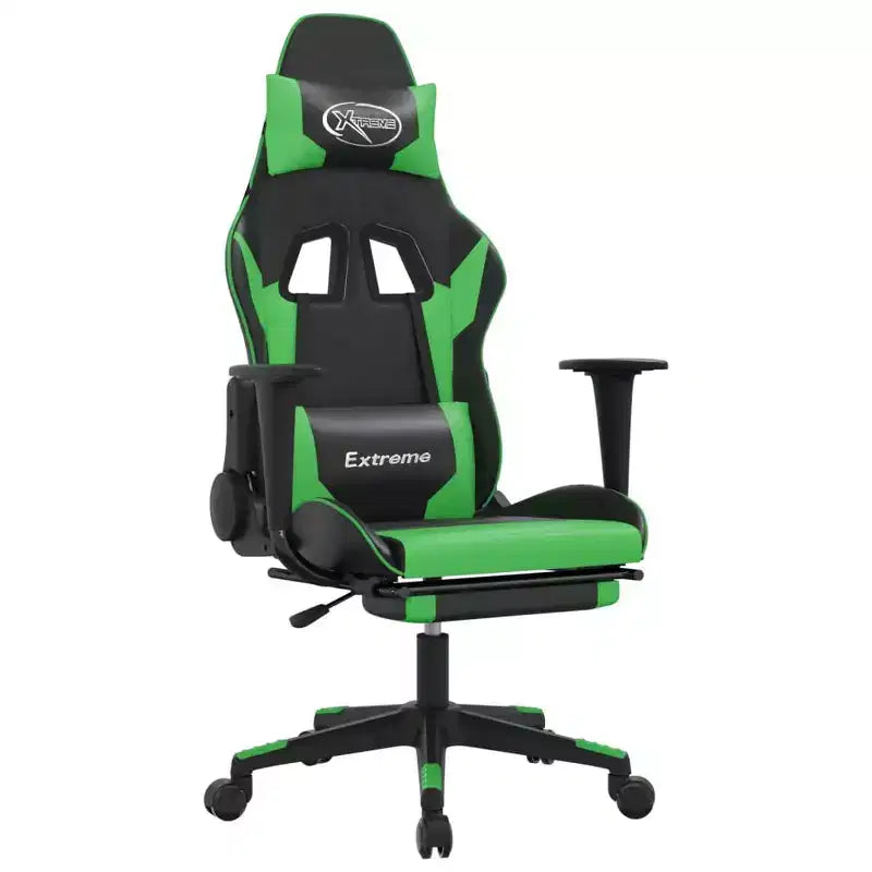 vidaXL Chaise de jeu similicuir noir et vert, métal, contreplaqué, mousse