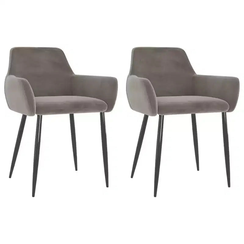 vidaXL Lot de 2 chaises de salle à manger Velours (100 % polyester) gris clair, métal
