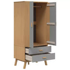 vidaXL Armoire gris et marron en bois de pin massif, bois d'ingénierie