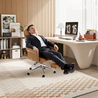 Fauteuil de bureau ergonomique moderne pivotant à dossier haut et réglable de 49H avec accoudoir et repose-pieds extensible