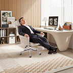 Fauteuil de bureau ergonomique moderne pivotant à dossier haut et réglable de 49H avec accoudoir et repose-pieds extensible