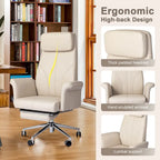 Fauteuil de bureau ergonomique moderne pivotant à dossier haut et réglable de 49H avec accoudoir et repose-pieds extensible