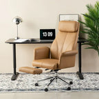 Fauteuil de bureau ergonomique moderne pivotant à dossier haut et réglable de 49H avec accoudoir et repose-pieds extensible