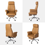 Fauteuil de bureau ergonomique moderne pivotant à dossier haut et réglable de 49H avec accoudoir et repose-pieds extensible