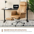 Fauteuil de bureau ergonomique moderne pivotant à dossier haut et réglable de 49H avec accoudoir et repose-pieds extensible