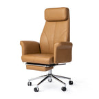 Fauteuil de bureau ergonomique moderne pivotant à dossier haut et réglable de 49H avec accoudoir et repose-pieds extensible