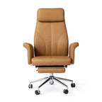 Fauteuil de bureau ergonomique moderne pivotant à dossier haut et réglable de 49H avec accoudoir et repose-pieds extensible