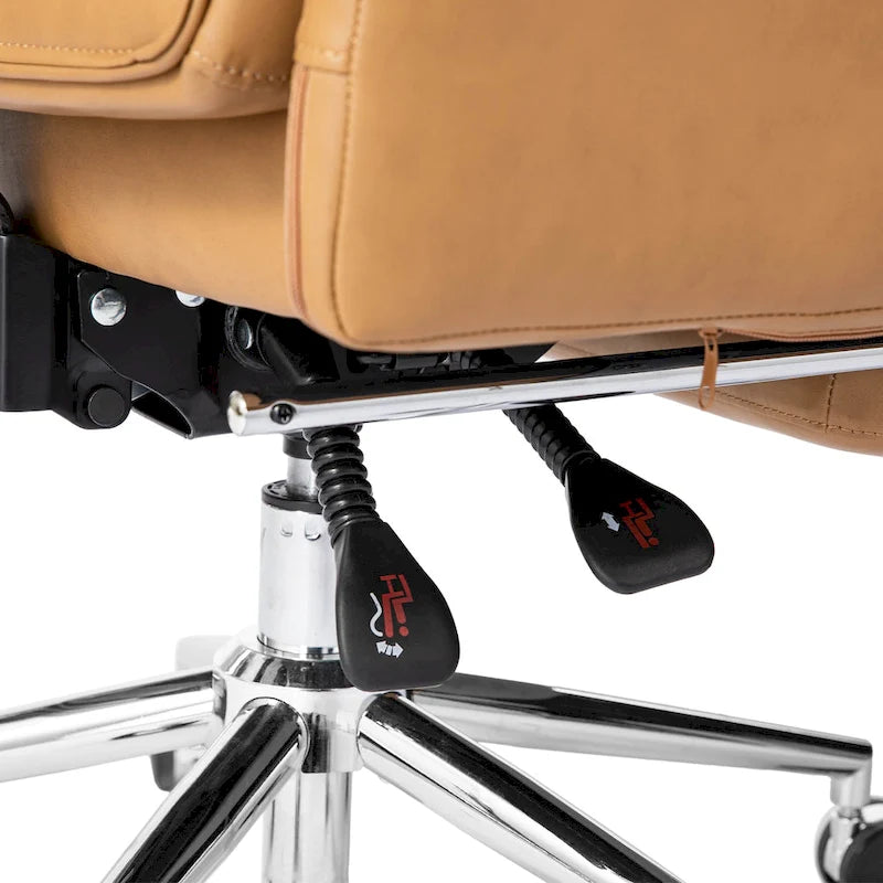 Fauteuil de bureau ergonomique moderne pivotant à dossier haut et réglable de 49H avec accoudoir et repose-pieds extensible