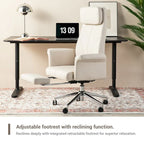 Fauteuil de bureau ergonomique moderne pivotant à dossier haut et réglable de 49H avec accoudoir et repose-pieds extensible