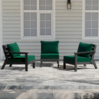 Polytrends Birchwood All Weather HDPE Outdoor Patio Deep Seating Black Sofa With Cushions (3-Piece)