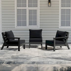 Polytrends Birchwood Canapé d'extérieur 3 places avec coussins en HDPE tout temps, noir