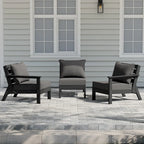 Polytrends Birchwood Canapé d'extérieur 3 places avec coussins en HDPE tout temps, noir