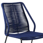 Lot de deux chaises de salle à manger d'extérieur en métal bleu de 22 po