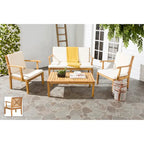 SAFAVIEH Outdoor Living Del Mar Brown Acacia Wood 4-piece Beige Cushion Patio Set - 48W x 25D x 32H
