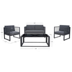 SAFAVIEH Ensemble de salon d'extérieur Holyoke 4 pièces - 49L x 25P x 28H