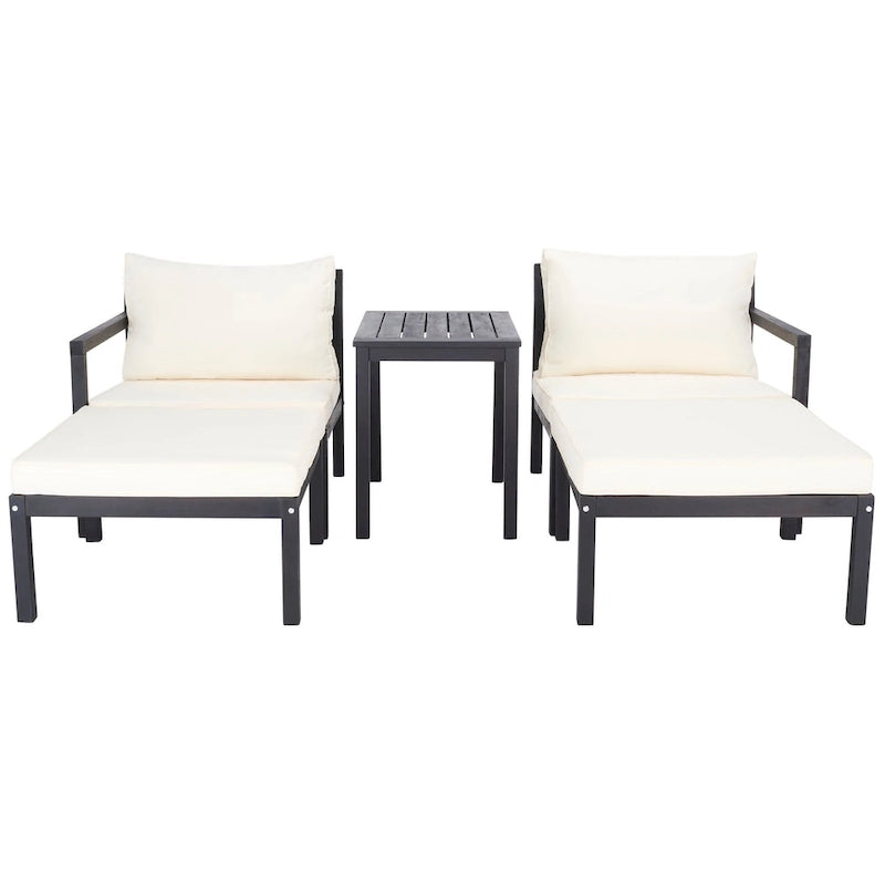 SAFAVIEH Outdoor Living Ensemble de 5 meubles d'extérieur Pratia – Gris ardoise foncé/beige – 29 larg. x 27 prof. x 27 haut.