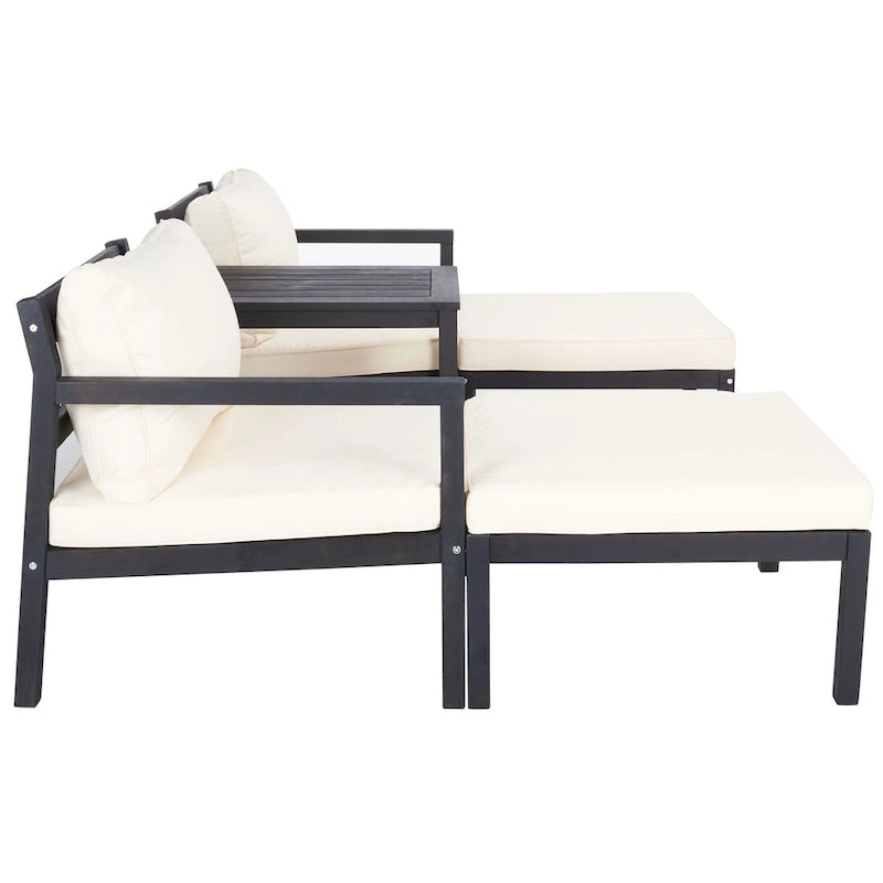 SAFAVIEH Outdoor Living Ensemble de 5 meubles d'extérieur Pratia – Gris ardoise foncé/beige – 29 larg. x 27 prof. x 27 haut.