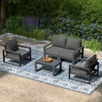 Polytrends Sectionnel de patio sans fin 5 pièces avec cadre gris et sièges profonds