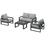 Polytrends Sectionnel de patio sans fin 5 pièces avec cadre gris et sièges profonds
