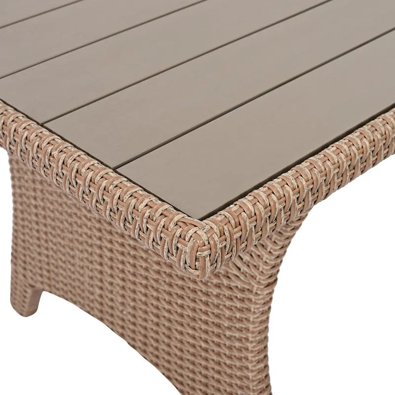 6-Piece Outdoor Patio Rattan Sofa Set with Dining Table, Chair, and Stools