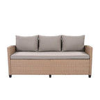 6-Piece Outdoor Patio Rattan Sofa Set with Dining Table, Chair, and Stools