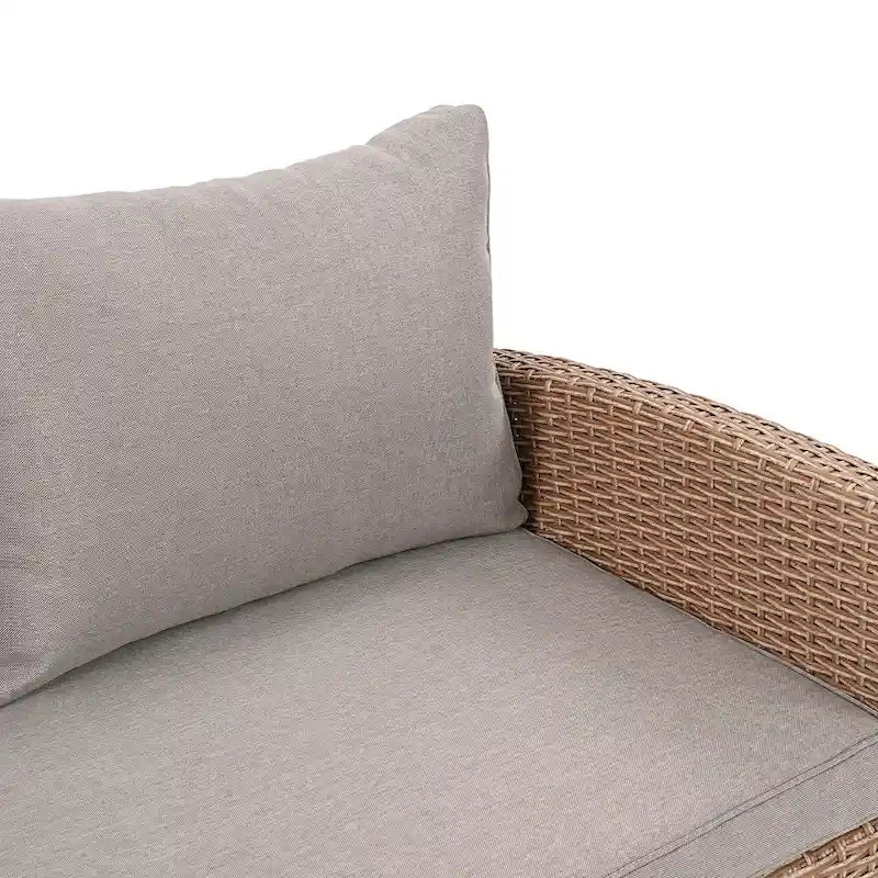 6-Piece Outdoor Patio Rattan Sofa Set with Dining Table, Chair, and Stools