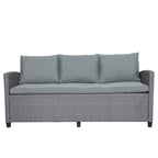 6-Piece Outdoor Patio Rattan Sofa Set with Dining Table, Chair, and Stools